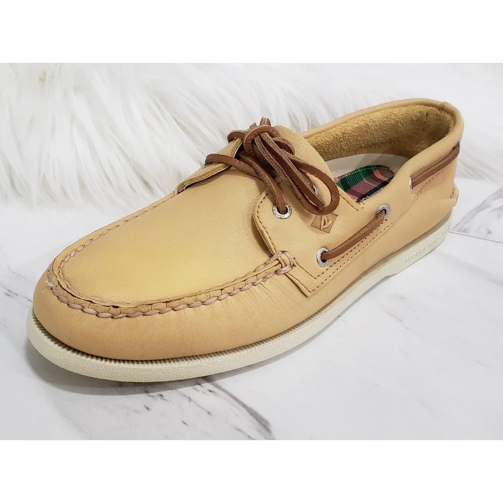 NEW NO BOX MENS SIZE 9.5 Sperry A/O 2-EYE WHISPER YELLOW slip on boat shoes